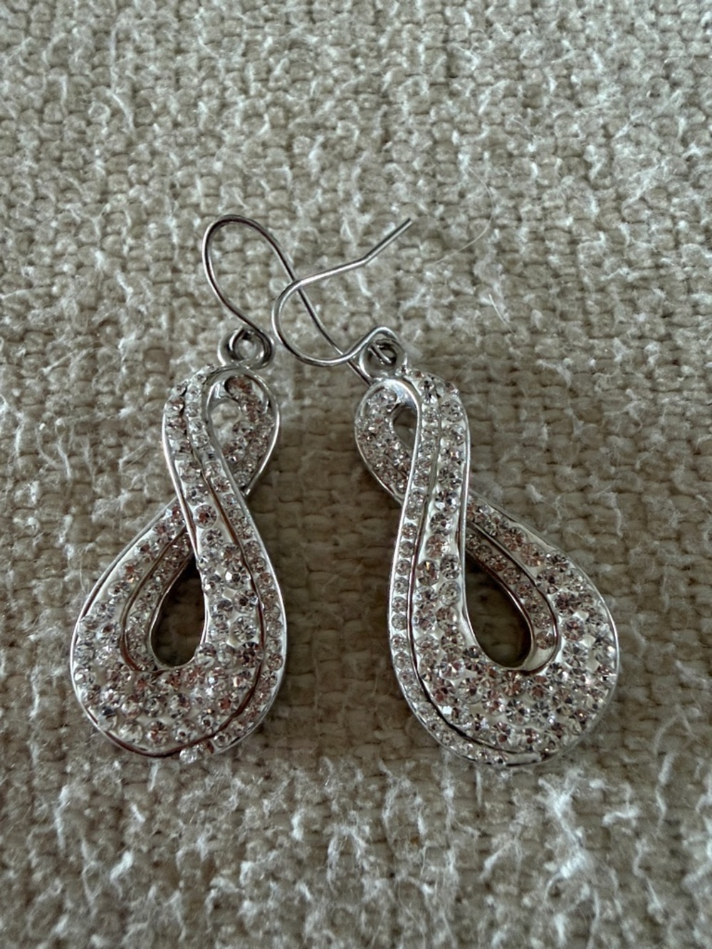 Silver Crystal Drop Earrings - Women Jewelry